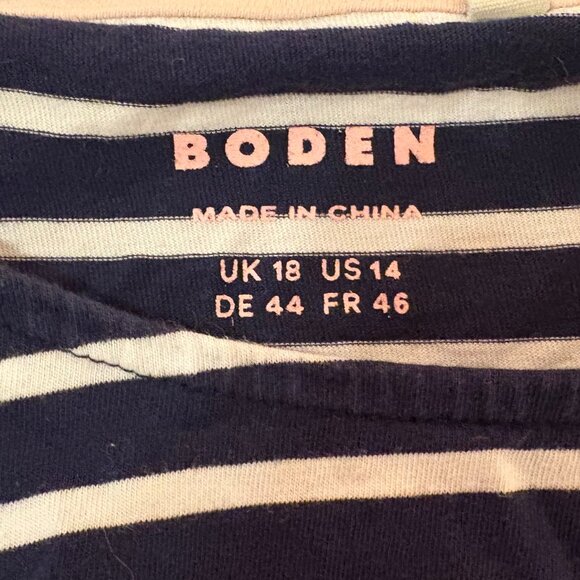 Boden Ella Striped Long Sleeve Tee US 14 Navy Ivory - Picture 3 of 6